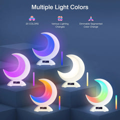 Cute Moon Night Light with RGB Color Changing, Clock & Bluetooth Speaker