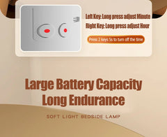 Rechargeable Touch Night Light, 3-Color LED Bedside Lamp for Kids Room