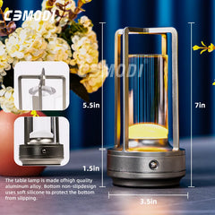 LED Crystal Touch Table Lamp, Rechargeable Decorative Bedside Night Light
