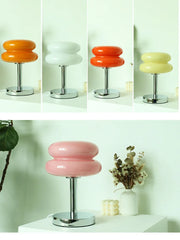 Macaron Glass Bedside Lamp with 3-Color Dimming, Eye-Care Night Light Decor