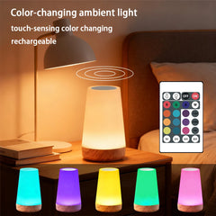 Portable RGB LED Bedside Night Lamp, 13 Colors, Dimmable, USB Rechargeable