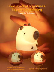GGbingo Rechargeable Capybara Night Light, Dimmable Touch Silicone Lamp