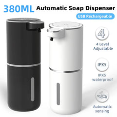 380ML Touchless Automatic Soap Dispenser, IPX5 Waterproof, 4-Level Foam Control