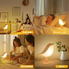 LED Touch-Control Bird Lamp, 3-Level Dimmable, USB Rechargeable