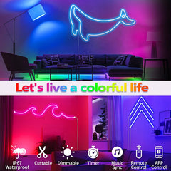 USB 5V RGB Silicone Neon Rope Light with Tuya App & Remote Control