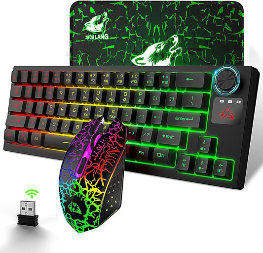 Mambasnake X Ziyou Lang Wireless Rgb Keyboard & Mouse Combo, 64-Key Compact
