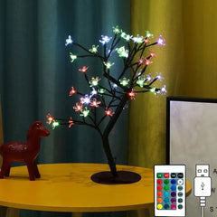 Cherry Blossom Bonsai Tree Lamp – USB Powered LED Tabletop Decorative Light