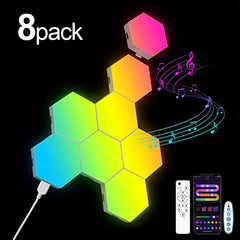 Intelligent RGB Hexagonal Wall Lamp – DIY Modular LED Light with Music Rhythm Control