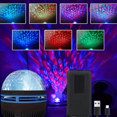 LED Galaxy Star Projector Light with Water Ripple, USB, Remote Control