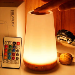 13 Color RGB Touch Night Light with Remote, USB Rechargeable Bedside Lamp