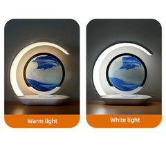 Quicksand Table Lamp with Wireless Charging, 3D Hourglass Sand Art Night Light