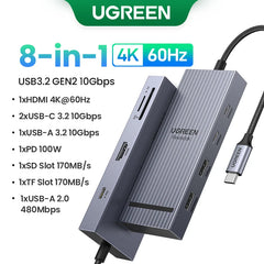 UGREEN 12-in-1 USB-C Docking Station with Dual HDMI 4K@120Hz, DP, 100W PD