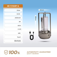 LED Crystal Touch Table Lamp, Rechargeable Decorative Bedside Night Light