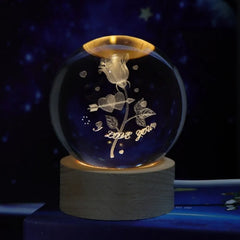 6cm Little Prince Solar System Crystal Ball LED Night Decor with Stand
