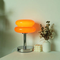 Macaron Glass Bedside Lamp with 3-Color Dimming, Eye-Care Night Light Decor
