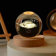 6cm Little Prince Solar System Crystal Ball LED Night Decor with Stand