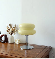 Macaron Glass Bedside Lamp with 3-Color Dimming, Eye-Care Night Light Decor