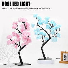24 LED Rose Tree USB Table Lamp Fairy Flower Night Light Home Decor Gift