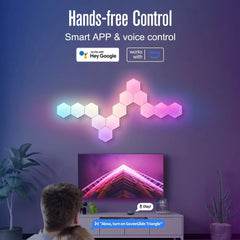 RGB Smart Hexagon Wall Light – App-Controlled Music Sync Ambient Lamp