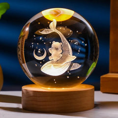 6cm Little Prince Solar System Crystal Ball LED Night Decor with Stand
