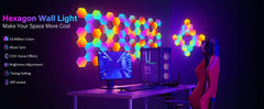 Intelligent RGB Hexagonal Wall Lamp – DIY Modular LED Light with Music Rhythm Control