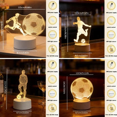 LED 3D Football Table Lamp USB Plug Bedside Night Light Sports Gift Decor