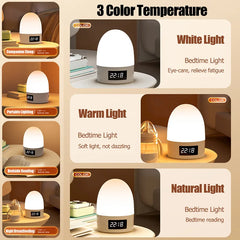 Rechargeable Touch Night Light, 3-Color LED Bedside Lamp for Kids Room