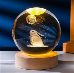 6cm Little Prince Solar System Crystal Ball LED Night Decor with Stand