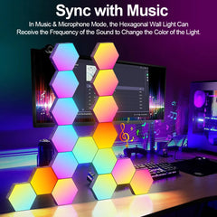 Intelligent RGB Hexagonal Wall Lamp – DIY Modular LED Light with Music Rhythm Control