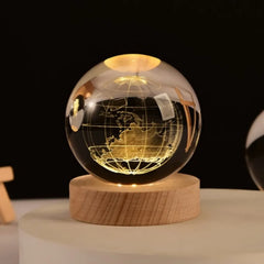 6cm Little Prince Solar System Crystal Ball LED Night Decor with Stand