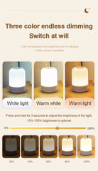 LED Touch Night Lamp with Dimmable Light and USB Charging for Bedside Use