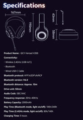 QCY Heroad V200 Wireless Over-Ear Headphones – 50mm Driver, 7.1 Surround Sound