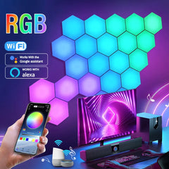 RGB Smart Hexagon Wall Light – App-Controlled Music Sync Ambient Lamp