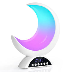 Cute Moon Night Light with RGB Color Changing, Clock & Bluetooth Speaker