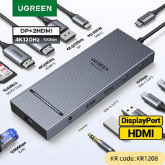 UGREEN 12-in-1 USB-C Docking Station with Dual HDMI 4K@120Hz, DP, 100W PD