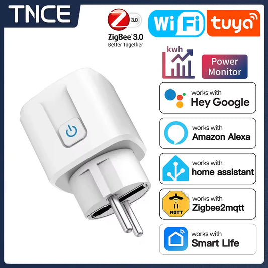 TNCE Smart Plug Tuya WiFi/Zigbee 3.0 EU Socket with Timer & Voice Control