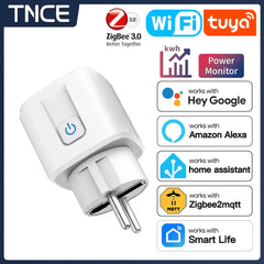 TNCE Smart Plug Tuya WiFi/Zigbee 3.0 EU Socket with Timer & Voice Control