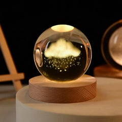 6cm Little Prince Solar System Crystal Ball LED Night Decor with Stand