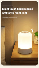 LED Touch Night Lamp with Dimmable Light and USB Charging for Bedside Use
