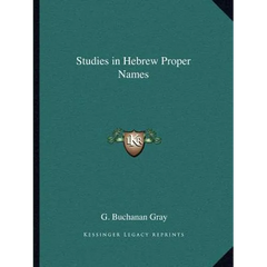 Studies in Hebrew Proper Names