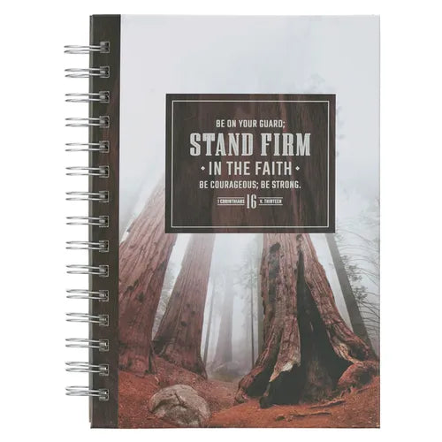 Christian Art Gifts Inspirational Journal, Stand Firm in the Faith Wide Ruled Notebook, 1 Cor. 16:13 Bible Verse, Brown, 192 Lined Pages W/Scripture,